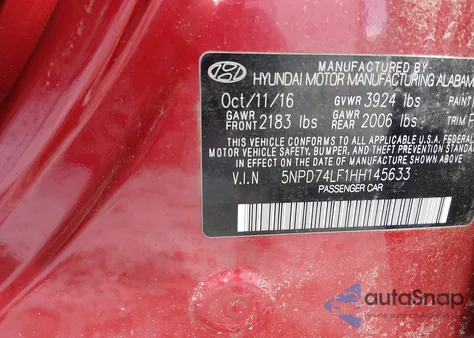 2017 Hyundai Elantra Se from USA, damaged, VIN 5NPD74LF1HH145633